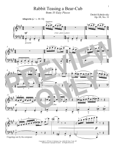 Rabbit Teasing A Bear-Cub, Op. 89, No. 31 von Dmitri Kabalevsky (Download) 