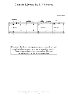 Chanson Reveuse De L'Heliotrope von Reynaldo Hahn (Download) 