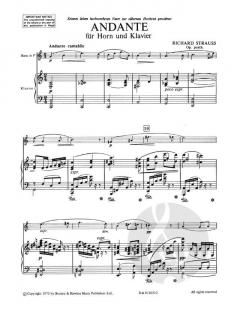 Andante C-Dur o. Op. AV 86A von Richard Strauss für Horn und Klavier