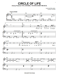 Circle Of Life von Elton John (Download) 
