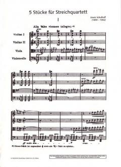 5 Stücke für Streichquartett von Erwin Schulhoff im Alle Noten Shop kaufen