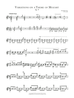 Variations On A Theme Of Mozart Opus 9 von Fernando Sor (Download) 