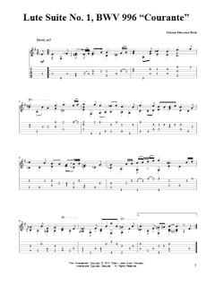 Lute Suite No. 1, BWV 996 "Courante" von Johann Sebastian Bach (Download) 