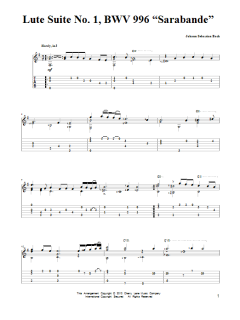 Lute Suite No. 1, BWV 996 "Sarabande" von Johann Sebastian Bach (Download) 