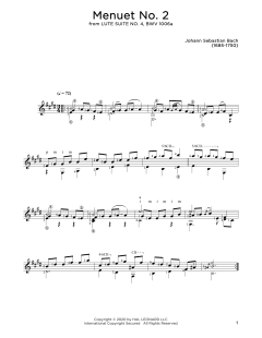 Menuet No. 2 von Johann Sebastian Bach (Download) 