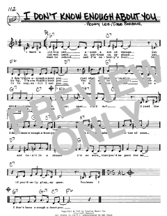 I Don't Know Enough About You von Peggy Lee (Download) 