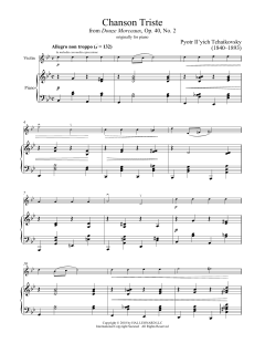 Chanson Triste, Op. 40, No. 2 von Pyotr Il'yich Tchaikovsky (Download) 