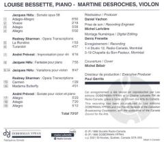Louise Bessette Pno, Martine Desroches Vln 