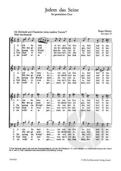 Jedem das Seine von Hugo Distler (Download) 