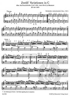 Ah, vous dirai-je Maman KV 265 (300e) von Wolfgang Amadeus Mozart 