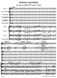 Sinfonia concertante in Es von Wolfgang Amadeus Mozart für Oboe, Klarinette, Horn, Fagott und Orchester im Alle Noten Shop kaufen (Einzelstimme) - BA5770-75