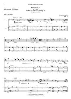 Sonate e-Moll Op. 38 für Violoncello und Klavier von Johannes Brahms im Alle Noten Shop kaufen