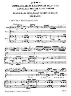 Sämtliche Arien aus den Kantaten, Messen, Oratorien Band 9 (J.S. Bach) 
