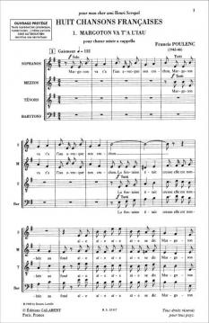 Huit Chansons Francaises Pour Choeur A Cappella (Francis Poulenc) 