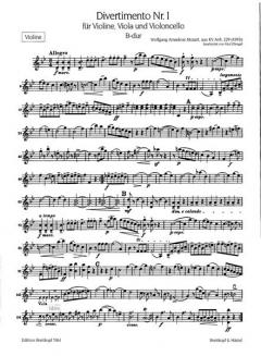 Divertimento Nr. 1 B-Dur KV Anh. 229 von Wolfgang Amadeus Mozart 