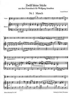 12 kleine Stücke aus dem Notenbuch für Wolfgang Amadeus von Wolfgang Amadeus Mozart 