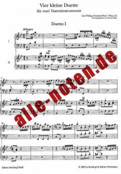 4 kleine Duette von Grete Zahn für zwei Tasteninstrumente Wq 115 (H. 610-613) im Alle Noten Shop kaufen