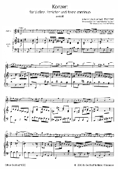 Konzert in a-Moll BWV 1041 von Johann Sebastian Bach für Violine und Orchester im Alle Noten Shop kaufen