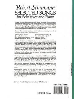 Selected Songs For Solo Voice And Piano von Robert Schumann 