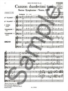 Canzon Duodecimi Toni pour Quintette de Cuivres (Andrea Gabrieli) 