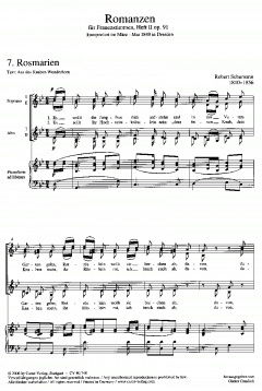 Romanzen II für Frauenstimmen op. 91 von Robert Schumann 