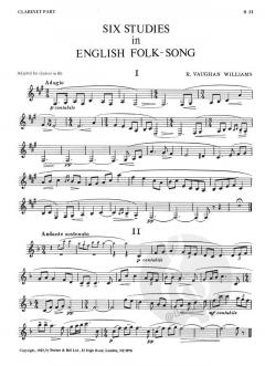 Six Studies In English Folk Song For Clarinet von Ralph Vaughan Williams 