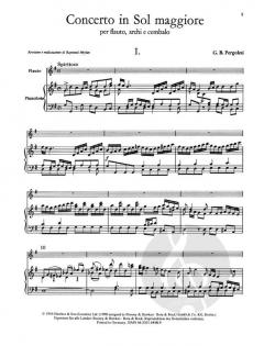 Konzert G-Dur von Giovanni Battista Pergolesi für Flöte, Streicher und Cembalo im Alle Noten Shop kaufen