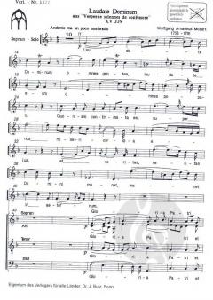 Laudate Dominum von Wolfgang Amadeus Mozart für S-Solo, SATB, Orchester und Orgel oder mit Orgel allein im Alle Noten Shop kaufen (Partitur)