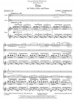 Trio No. 1 For Violin, Cello, And Piano Op.32 (Lowell Liebermann) 