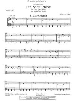 Ten Short Pieces in First Position, for Violin and Viola von Louis Calabro 