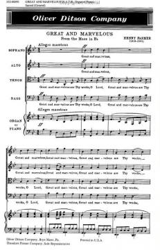 Great And Marvelous From The Mass In B-Flat (Henry George Farmer) 