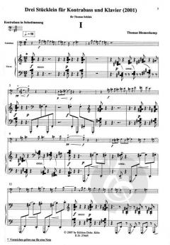 Drei Stücklein für Kontrabass und Klavier von Thomas Blomenkamp im Alle Noten Shop kaufen