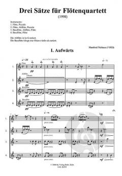 Drei Sätze für Flötenquartett von Manfred Niehaus im Alle Noten Shop kaufen