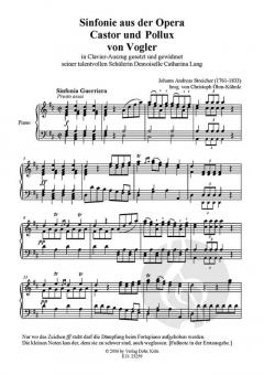 Sinfonie aus der Oper: Castor und Pollux von Vogler von Johann Andreas Streicher 