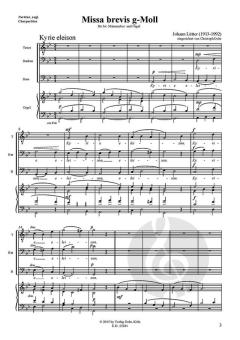 Missa brevis g-Moll für dreistimmigen Männerchor und Orgel (Johann Lütter) 