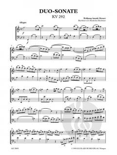 Duo Sonate KV 292 von Wolfgang Amadeus Mozart für Holzbläser Duo im Alle Noten Shop kaufen