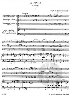 Sonate op. 34/1 von Joseph Bodin de Boismortier für drei Flöten (Oboen, Violinen) und Basso continuo im Alle Noten Shop kaufen