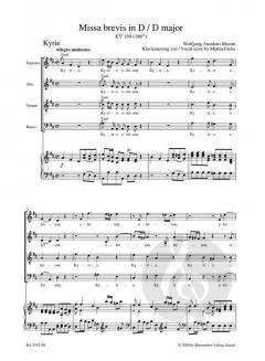 Missa brevis D-Dur KV 194 (186h) von Wolfgang Amadeus Mozart (Download) 