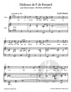 Dedicace de Pierre de Ronsard von Frank Martin 