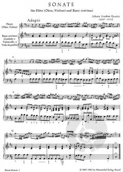 Sonate D-Dur von Johann Joachim Quantz für Flöte (Oboe, Violine) und Basso continuo aus 'Fürstenbergiana' im Alle Noten Shop kaufen