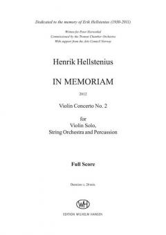 In Memoriam, Violin Concerto No. 2 von Henrik Hellstenius 