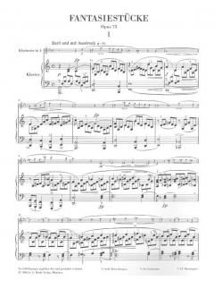 Fantasiestücke op. 73 von Robert Schumann für Klavier und Klarinette (Fassung für Klarinette in A und B) im Alle Noten Shop kaufen
