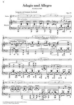 Adagio und Allegro op. 70 von Robert Schumann für Klavier und Horn - Fassung für Violine im Alle Noten Shop kaufen