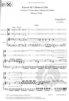 Konzert für 2 Hörner Es-Dur RWV C 56 von Antonio Rosetti für 2 Hörner und Klavier