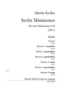 Sechs Miniaturen für zwei Klarinetten (2011) von Martin Kollas 
