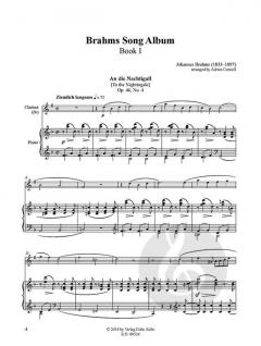 Brahms Song Album I für Klarinette und Klavier 