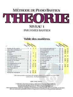 Méthode de Piano Bastien: Théorie, Niveau 1 