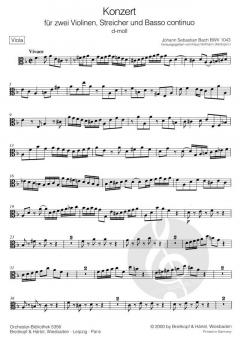 Konzert in d-Moll BWV 1043 von Johann Sebastian Bach für 2 Violinen, Streicher und Bc im Alle Noten Shop kaufen (Einzelstimme) - OB5356-VA