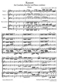 Konzert in D-Dur BWV 1054 von Johann Sebastian Bach für Cembalo und Streichorchester im Alle Noten Shop kaufen (Partitur)