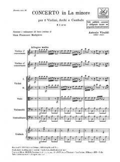Concerto A Minor 2 Violins Strings Continuo Score Rv523 Fi#61 T140 (Antonio Vivaldi) 